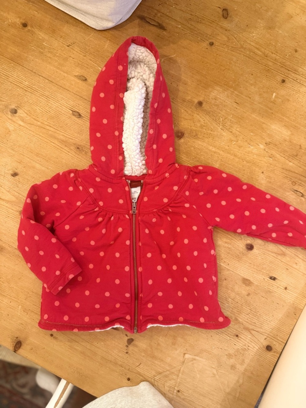 Tea Collection Red Polka Dot Hooded Zip Jacket
